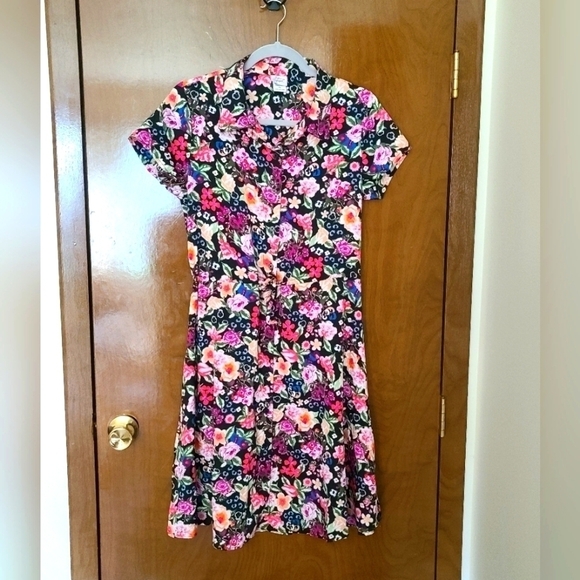 Vintage Dresses & Skirts - PRINTED shirt dress floral sz ps